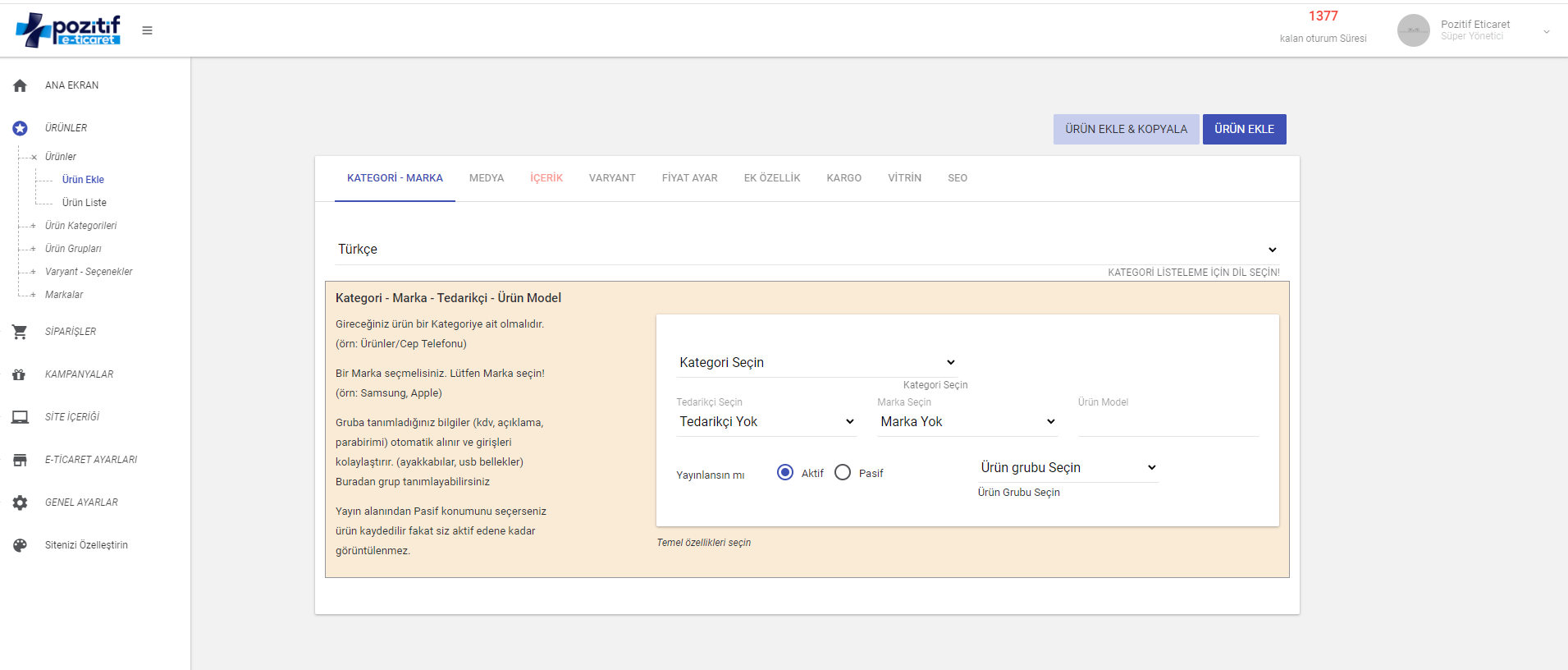 Nasıl Ürün Eklerim
