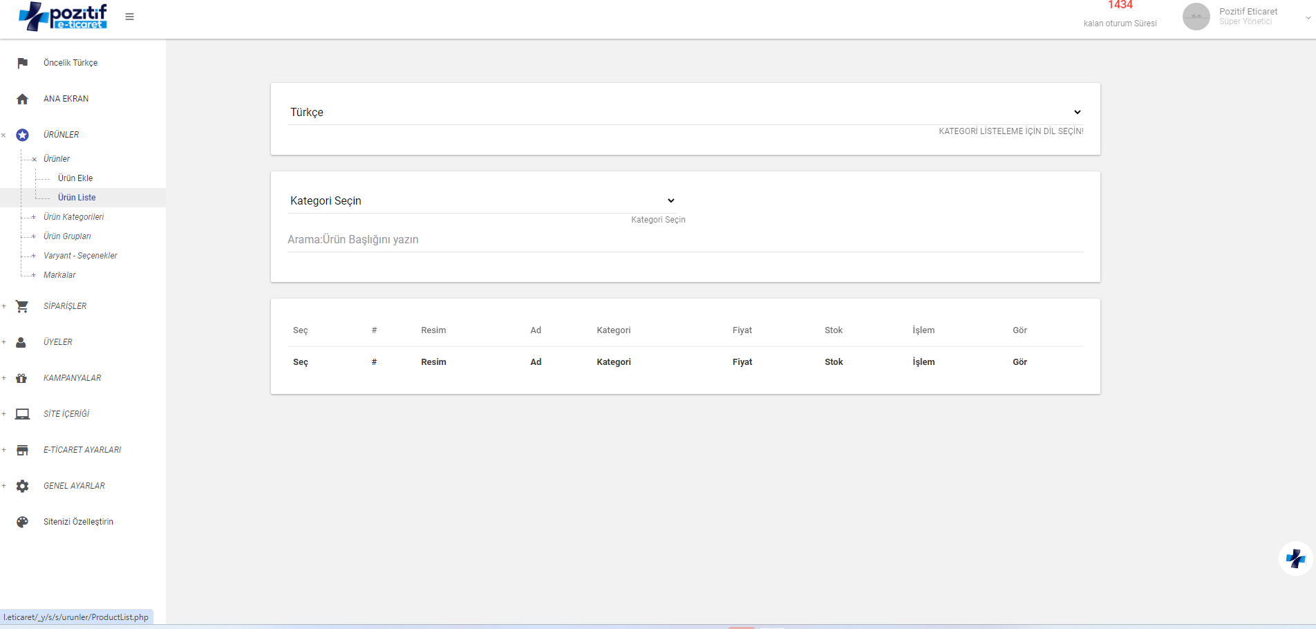Ürün Listeleme ve Düzenleme