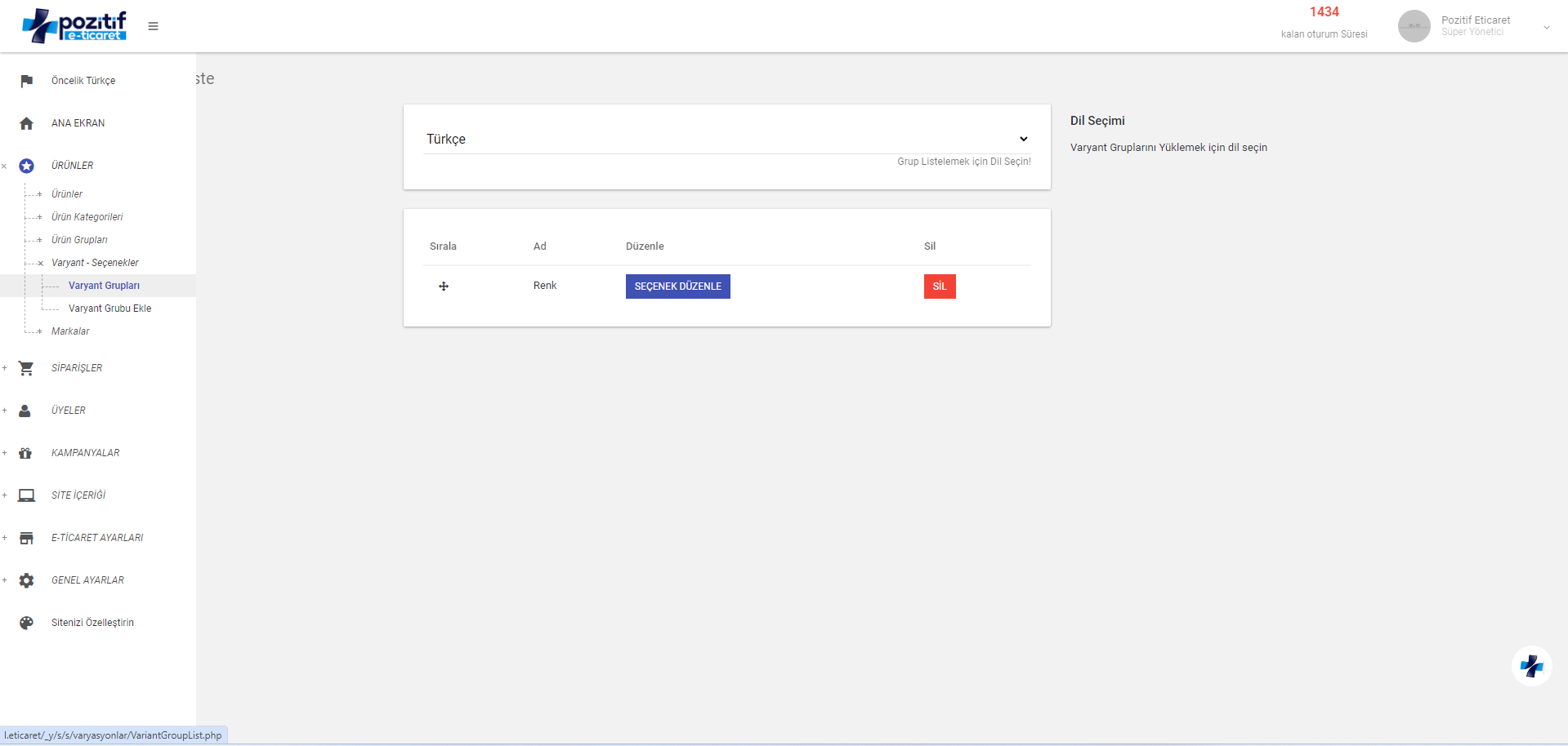 Varyant Grubu Ekleme ve Düzenleme